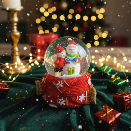 Празнична стъклена снежна топка 12х8 см – идеален коледен подарък