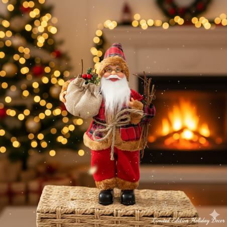 Играчка Дядо Коледа 30-сантиметрова с чувал и сноп пръчки
