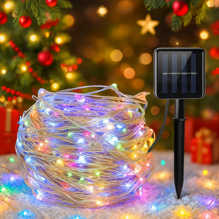 Гирлянд с лед лампички и соларен панел