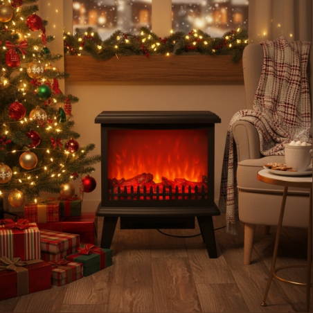 Декоративна коледна камина с реалистичен ефект на горящ огън