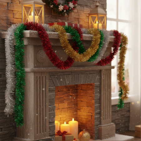 Елеганен празничен гирлянд 5 см. х 2 м. за коледно настроение за всеки дом