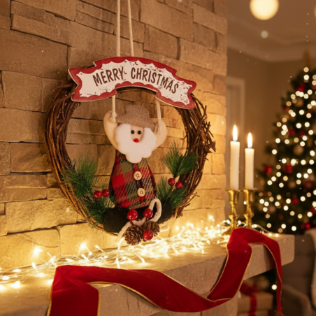 Ръчно изработен коледен венец Merry Christmas