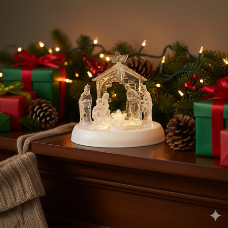 Коледна LED осветена акрилна скулптура на Рождество Христово