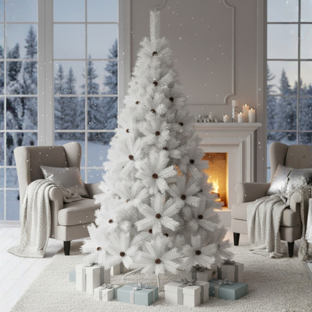 Коледна Снежно бяла елха с шишарки ТОП ПРЕДЛОЖЕНИЕ