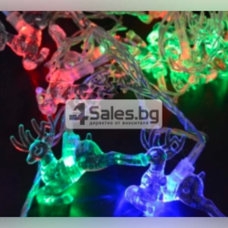 Многоцветни коледни LED лампички с еленчета - Многоцветни дължина - 5м 28бр лампички