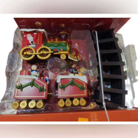 Светещо и музикално коледно влакче с релси