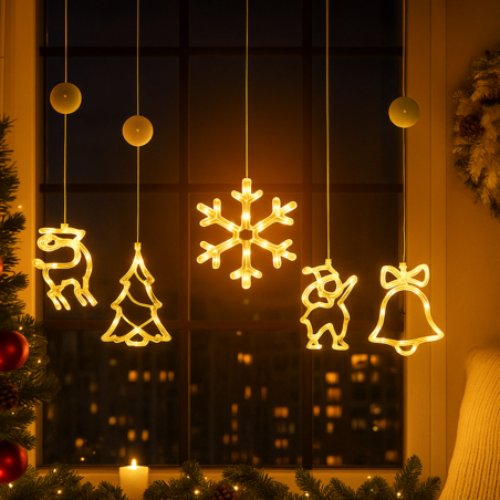 Коледна залепваща се украса с LED светлини