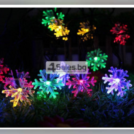 Многоцветни коледни LED лампички със снежинки - Многоцветни дължина - 5м 28бр лампички