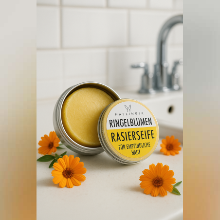 Haslinger Сапун за бръснене с невен – за спокойна и мека кожа, 60 г