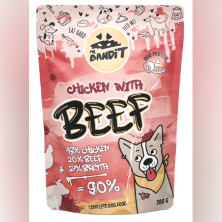 MR. BANDIT CHICKEN WITH BEEF - Пауч за кучета с пилешко и телешко месо, 150гр