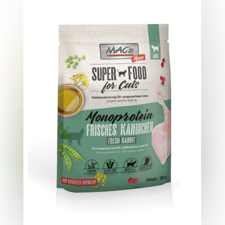 MAC'S CAT ADULT MONOPROTEIN - за пораснали котки, Заек, 300г