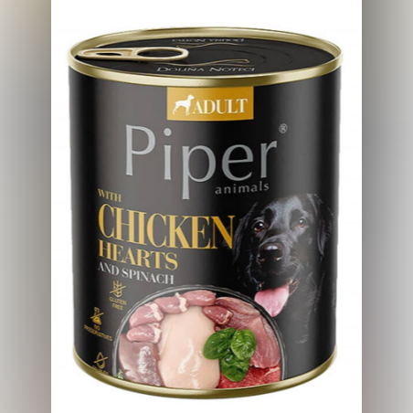 Piper Adult Dog - храна за кучета с пилешки сърца, кафяв ориз и спанак