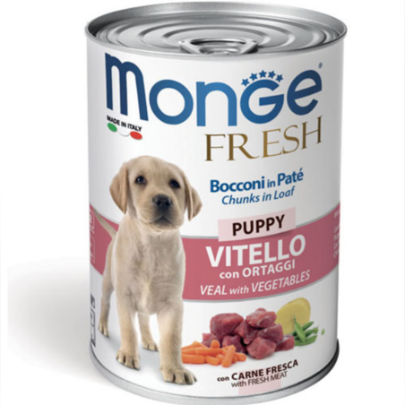Monge Fresh Puppy с телешко и зеленчуци – хапки в пастет за подрастващи кученца от отбиването до 1г., 400 гр