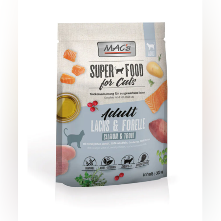 MAC'S CAT ADULT - за пораснали котки, Сьомга и Пъстърва, 300г
