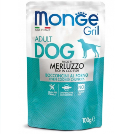 MONGE GRILL Chunkies Cod Fish – Пауч хапки на грил с треска, 100gr