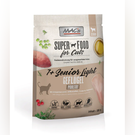 MAC'S CAT 7+ SENIOR LIGHT - за котки над 7г. и склонни към напъняване, Пиле, 300г
