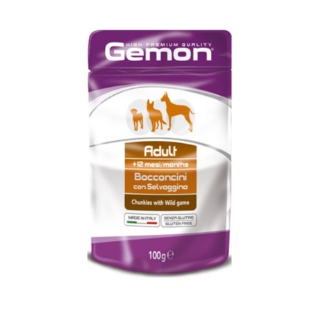 Chunkies Adult with Wild game – За кучета над 1 г. – пауч с дивеч, 100gr