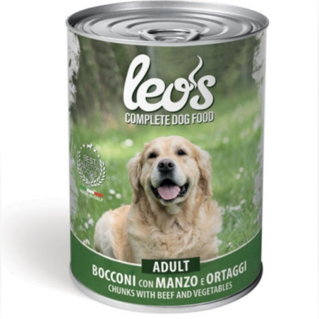 Leo’s Adult с телешко и зеленчуци – консерва хапки в сос – за кучета в зряла възраст, 415 гр