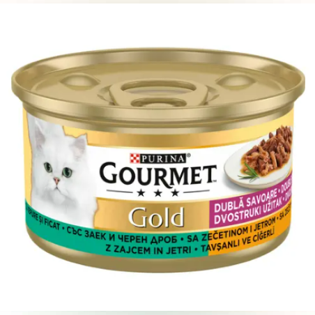 PURINA GOURMET GOLD, Сочни изкушения със заек и дроб, 85г