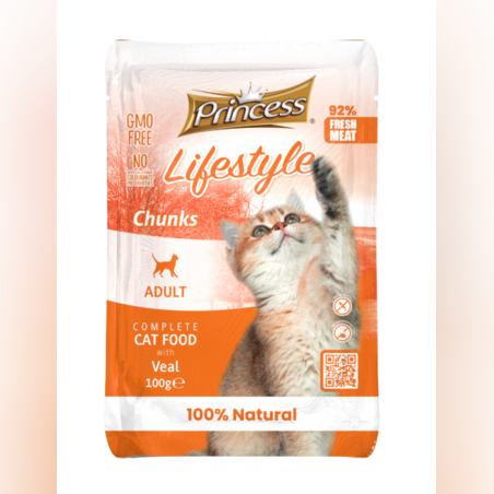 Lifestyle Princess – Пауч за израснали котки с телешко, 100гр
