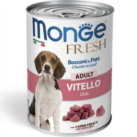 Monge Fresh Adult с телешко – хапки в пастет за кучета в зряла възраст, 400 гр