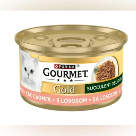PURINA GOURMET GOLD, Сочни изкушения със сьомга, мокра храна за котки 85г
