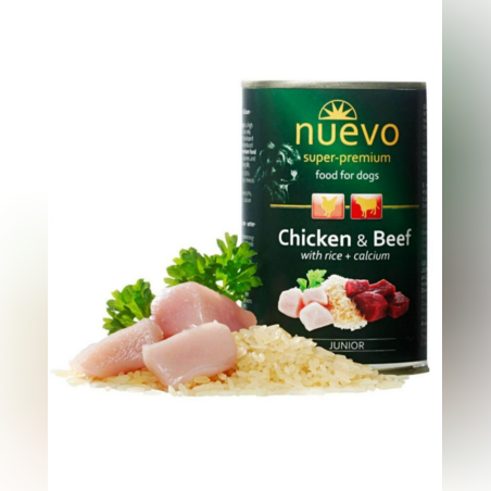 Nuevo Dog Junior Chicken and Beef - с пилешко месо, говеждо месо, за кучета от 1 до 12 месеца