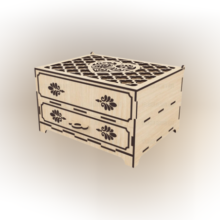 Дървена лазерно гравирана и изрязана кутия за бижута