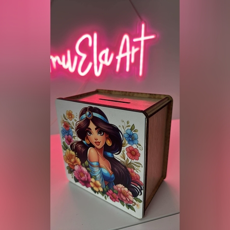 Лукс дървена касичка с цветен UV печат Ариел