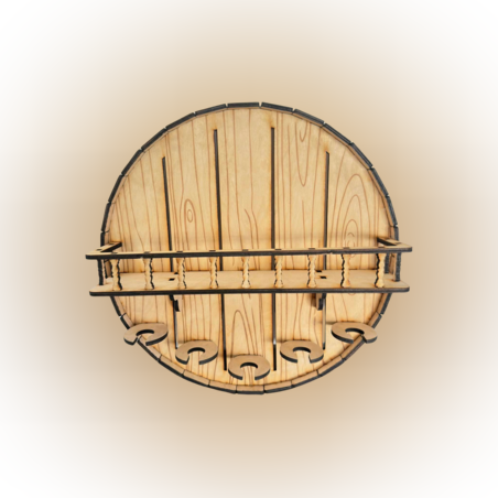 Стенна поставка за алкохол с гравирана бутилка и 6 персонализирани чаши