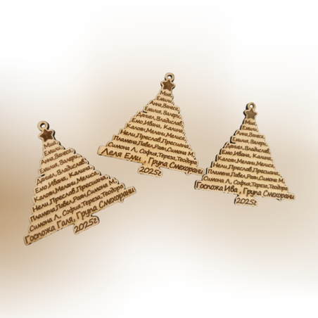 Коледна играчка „Елха от имена“ – Подарък за учител