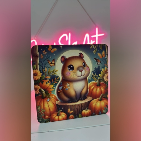 Лукс дървена касичка с цветен UV печат катеричка