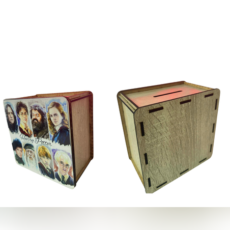 Дървена касичка с UV принт – Хари Потър