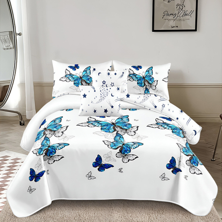 Двулицев спален комплект от 6 части без ластик - Сладък сън