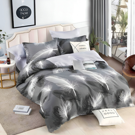 Двулицев спален комплект от 4 части без ластик (за приста) - Нежни пера