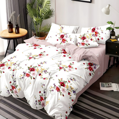 Двулицев спален комплект от 6 части с ластик - С дъх на пролет