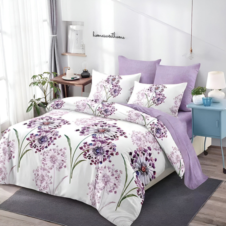 Двулицев спален комплект от 6 части без ластик - Лавандулов бриз