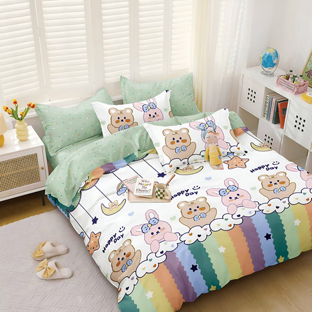 Двулицев спален комплект от 4 части без ластик - Щастлив ден