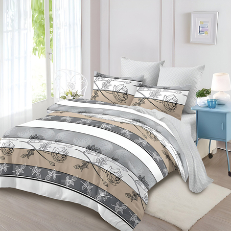 Двулицев спален комплект от 6 части без ластик - Кафяви рози