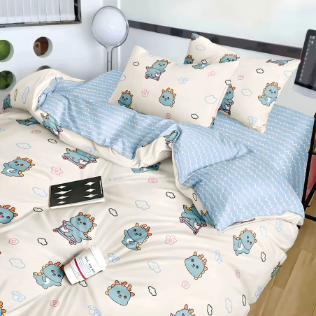 Двулицев спален комплект от 4 части без ластик (за приста) - Дино