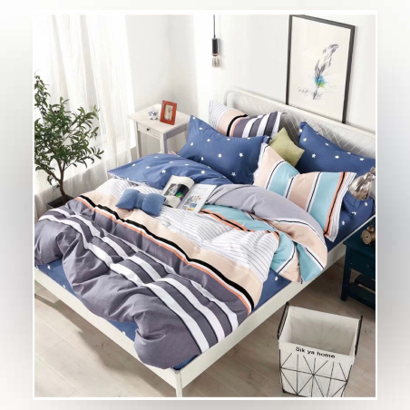 Двулицев спален комплект от 4 части без ластик (за приста) - Нежен сън