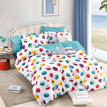 Двулицев спален комплект от 4 части без ластик (за приста) - Макарони