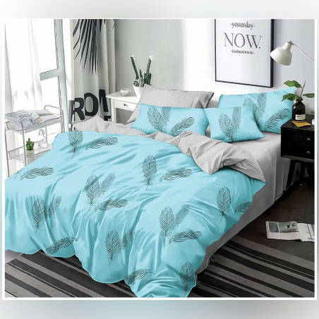 Двулицев спален комплект от 6 части без ластик - Синя магия