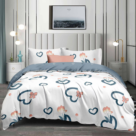 Двулицев спален комплект от 4 части без ластик (за приста) - Тиха прегръдка