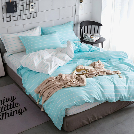 Двулицев спален комплект от 4 части с ластик - Океански шепот