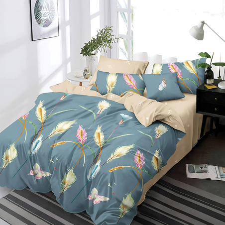 Двулицев спален комплект от 6 части с ластик - Флора