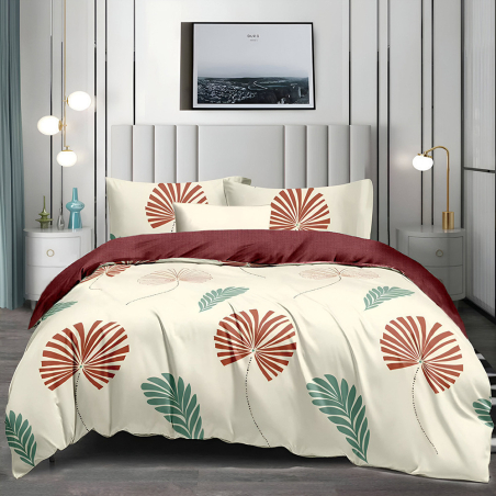 Двулицев спален комплект от 4 части без ластик (за приста) - Меки нюанси