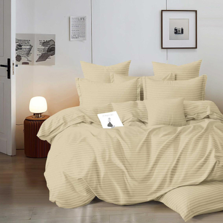 Едноцветен спален комплект от 6 части с ластик - Слонова кост