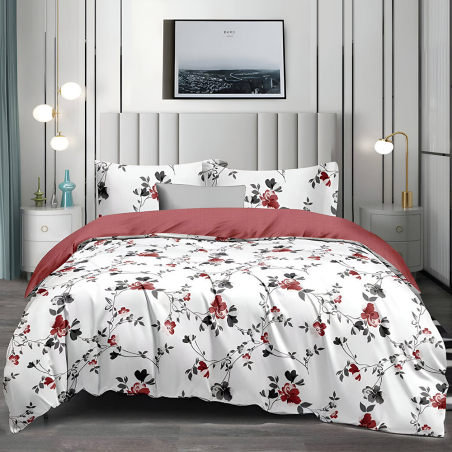 Двулицев спален комплект от 4 части без ластик (за приста) - Градинска магия