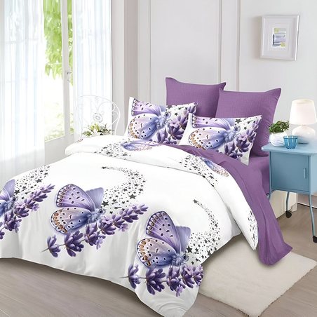 Двулицев спален комплект от 6 части без ластик - Виолетова тайнственост